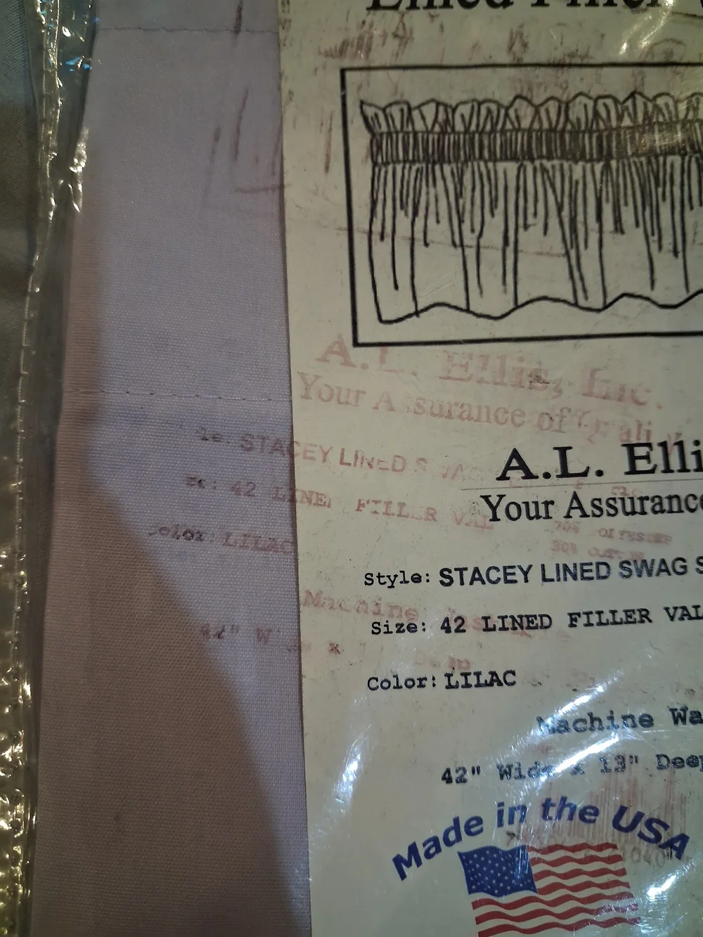 A.L. Ellis Lined Filler Valance in Lilac